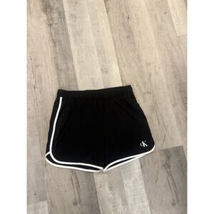 Calvin Klein Swim Shorts Mens Large Black White Trim Athletic Swimwear Logo CK